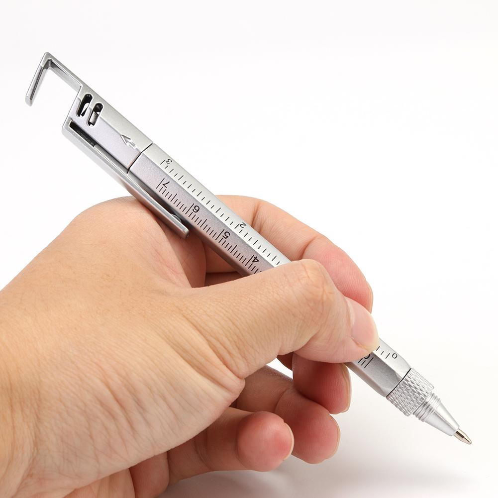 5 in 1 Ball-point Pen+Mobile Phone Bracket+Screwdriver+Level Ruler Measuring Pen+Scale Multi-function Pen 5 Color Ball-point Pen
