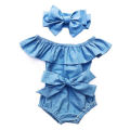 Summer Newborn Baby Girls Bowknot Sleeveless Bodysuit Jumpsuit Outfits Set Clothes Size 0-24M