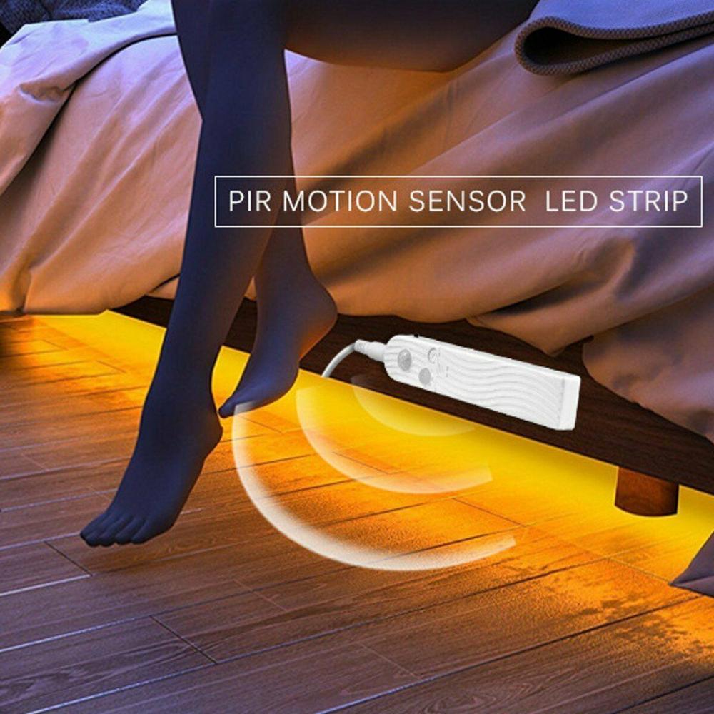 PIR motion sensor strip light Waterproof 2835 SMD Turn ON OFF Sensor led strip light USB battery Kitchen Cabinet Bed Stairs 3m