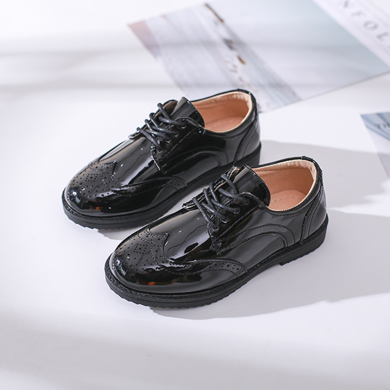 Kids Shoes For Boys Genuine Leather Shoes For Kids Wedding School Show Dress Flats Light Classic Black Children Loafer Moccasins