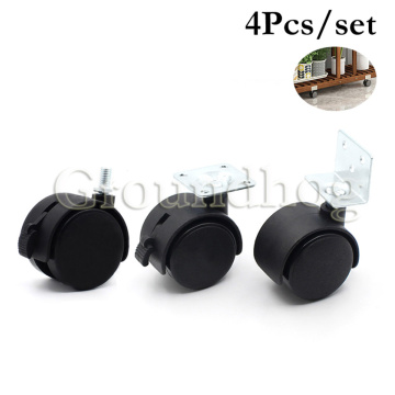 4Pcs/Set Chair Wheel Furniture Caster M8 Screw/Plate Swivel Castor Wheels Replace Hardware Trolley Silent Brake Protection