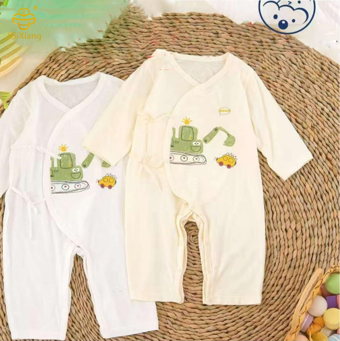 Cute cartoon car printed baby jumpsuit