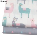 Syunss Gray Pink Alpaca Print Twill Cotton Fabric DIY Handmade Sewing Patchwork Baby Cloth Bedding Textile Quilting Tilda Tissus