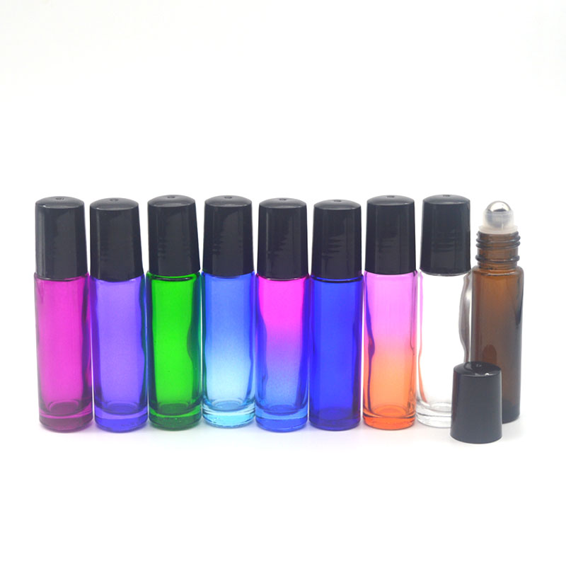 1pcs Colorful 10cc Roller Glass Bottle Empty Fragrance Perfume Essential Oil Bottle 10ml Roll-On Bottle