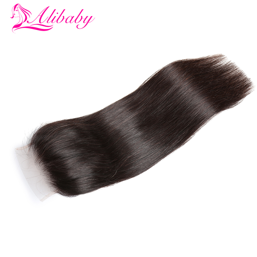 Swiss Lace Natural Color Brazilian Straight Human Hair Closure 4×4 Free Part Remy Natural Color 8"-22" Alibaby Hair