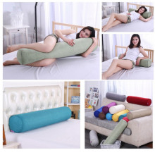 Adults boyfriend pillow long column large Cotton linen neck headrest chair car seat bed backrest pillow sleeping round cushion