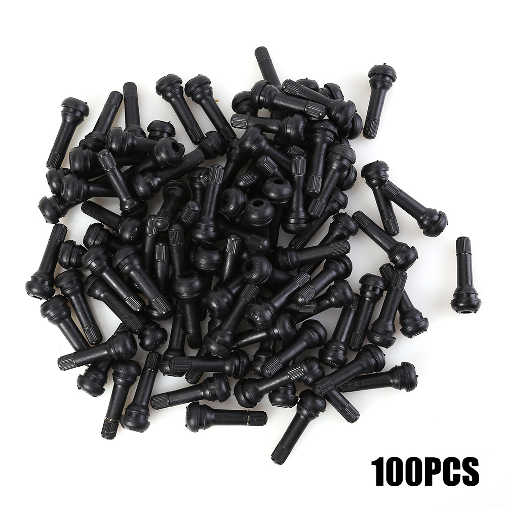100Pcs TR-412 TR-413 TR-414 Snap In Rubber Black Rubber Valve Stems Tubeless Tire Wheel Tyre Valves w/Caps for Car Motorcycle