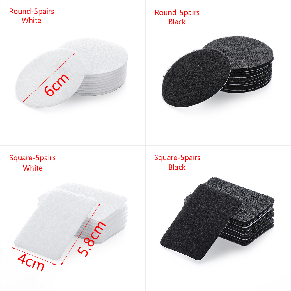 5 Pairs Double-sided Fixed Magic Sticky Self Adhesive Hook Loop Round Pads Craft Tape Bedcloths Sofa Carpet Non-slip Holder