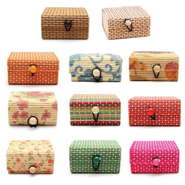 1PC Cute Bamboo Wooden Case Jewelry Box Ring Necklace Earrings Storage Organizer Makeup Case Holder 11 Colors