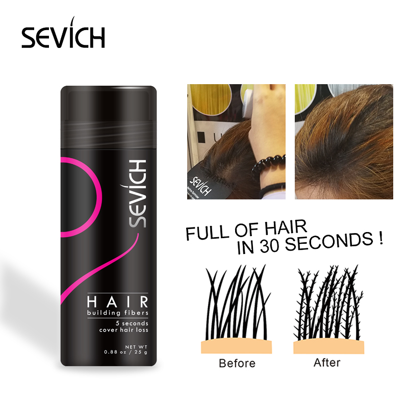 Sevich 10 Colors 25g Hair Fibers Keratin Thickening Spray + applicator nozzle Hair loss products Building Hair Regrowth Powder