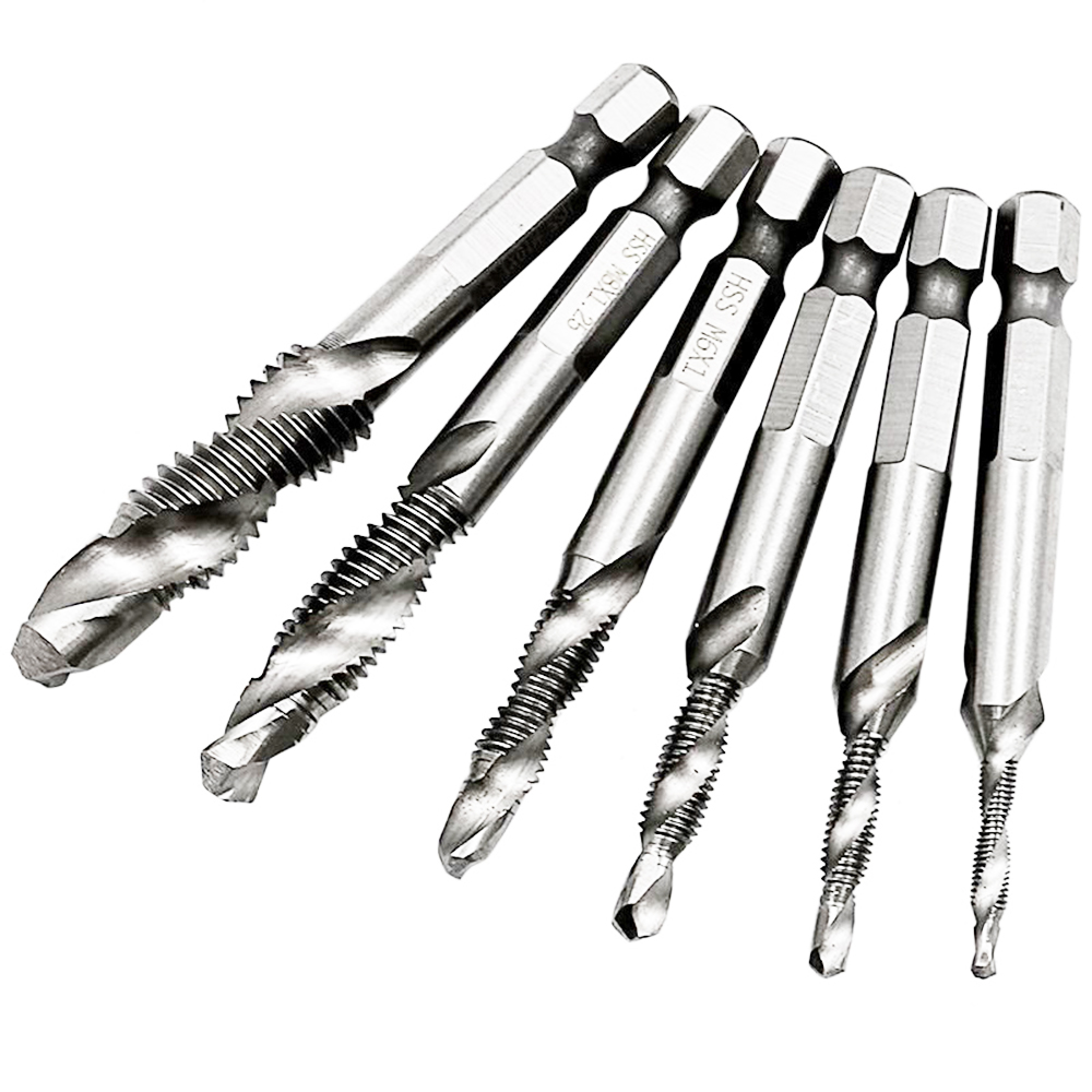 1Pc Titanium Plated Hex Shank HSS Screw Thread Metric Tap Drill Bits Screw Machine Compound M3 M4 M5 M6 M8 M10 Hand Tools