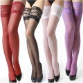 Sexy High Stockings Woman Summer Style Antiskid Lace Top Silicone Band Stay Up Thigh Thin Stockings 6 Colors 1pair/lot