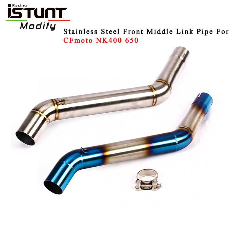Slip On For CFmoto NK400 650NK 400 nk 650 Escape Modified Motorcycle Exhaust System Stainless Steel Front Middle Link Pipe Tube