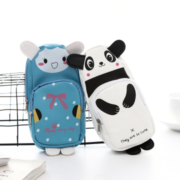 Cute animal schoolbag pen pencil bag Cartoon Panda Rabbit PU material storage organizer Stationery Office School supplies A6030