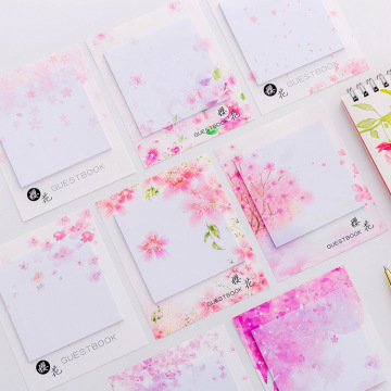 Fresh Cherry Sakura Natural Memo Pad Sticky Notes Notepad Cute Self-Adhesive Label Sticker Escolar Papelaria School Supplies