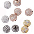 10pcs 6/8/10/12mm Round Brass Ball Pave Cubic Zirconia Charm Bead Metal Rhinestone Bead for Jewelry Making DIY Bracelet Necklace