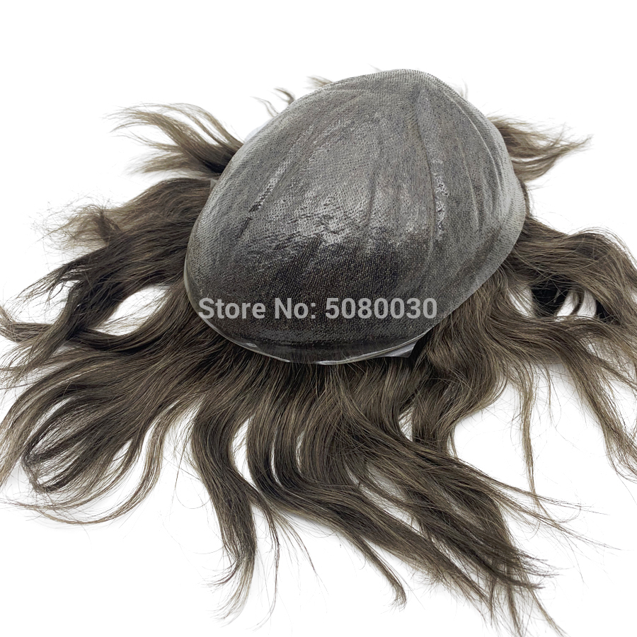 thin skin wig human hair men toupee good quality hair piece men free shipping