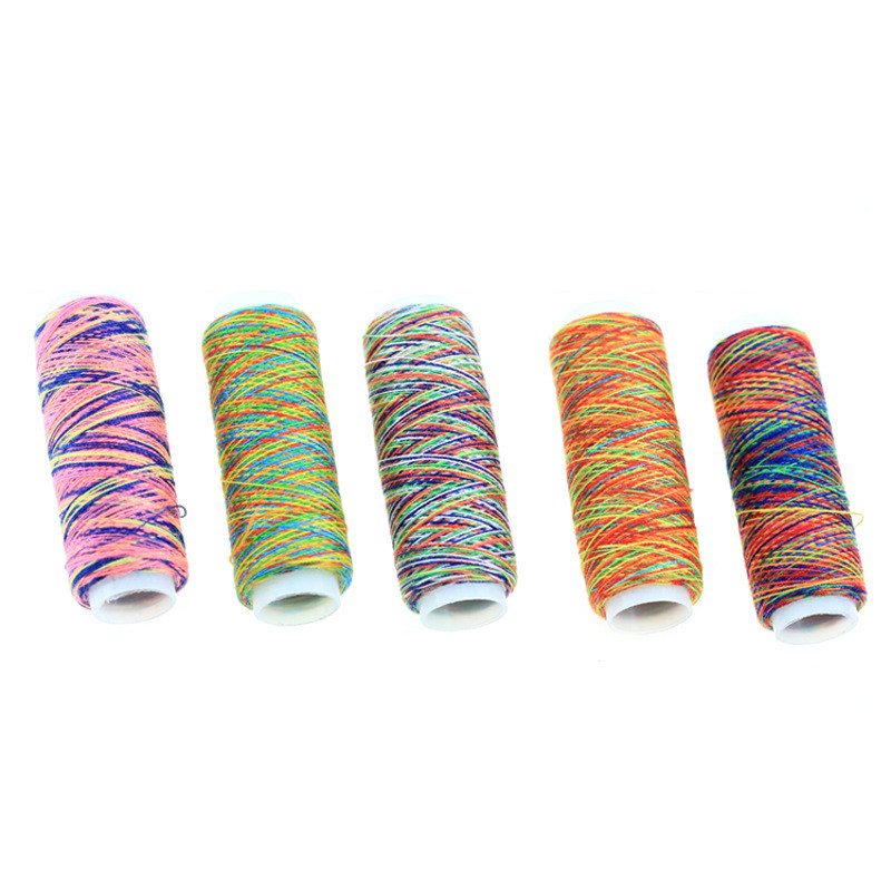 5Rolls/Pack Rainbow Color Polyester Sewing Threads Set DIY Sewing Yarn Knitting Accessories Overlock Thread Multicolor Rope