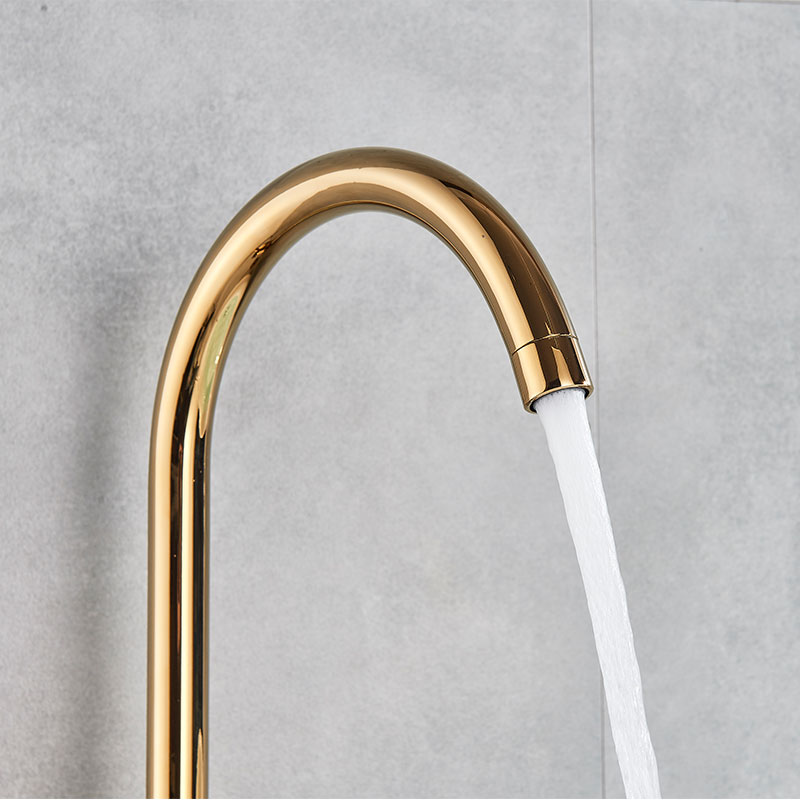 Brushed Golden Floor-Standing Bathtub Bathtub Faucet With Hand Shower Mixer Tap Rotation Handshower Bath Mixer Copper Shower Set