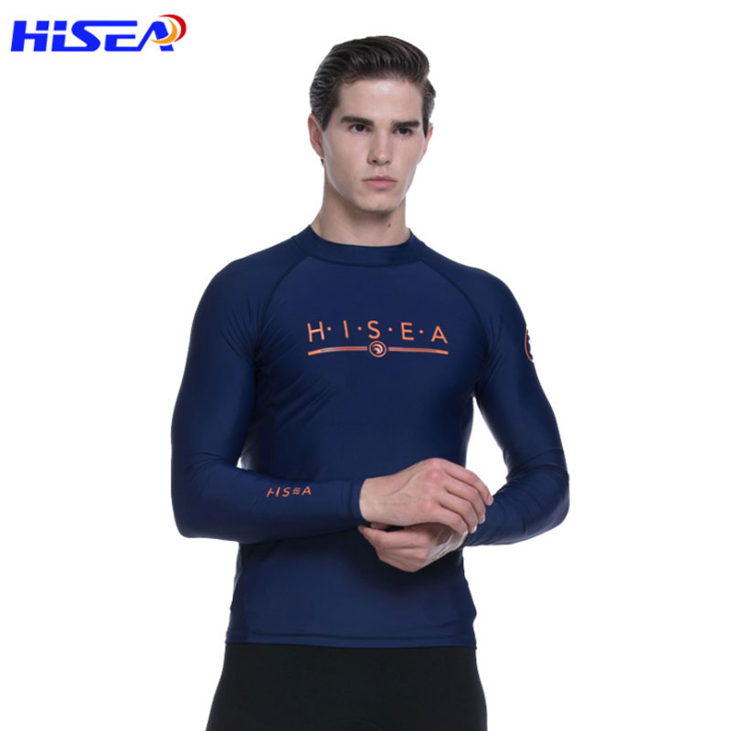 Hisea Men's Rash Guard Shirt Long Sleeve UV Protect Swimming Tops Lycra Quick Dry Swimwaer Srufing Water Sport T-Shirt Clothing