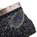 Vintage Beaded Sequin Peacock Clutch Purse Evening Bags