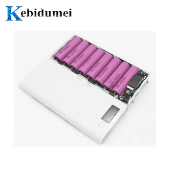 kebidumei 18650 Battery Case External Dual USB DIY Power Bank Charger Box Shell 8 * 18650 LCD Display For Mobile Phone Charging