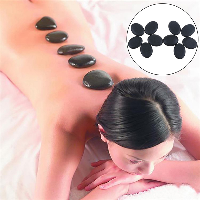 2pcs/6pcs Hot Sale Black Lava Natural Stone Beauty Stones Massage Spa Rock Basalt Stone