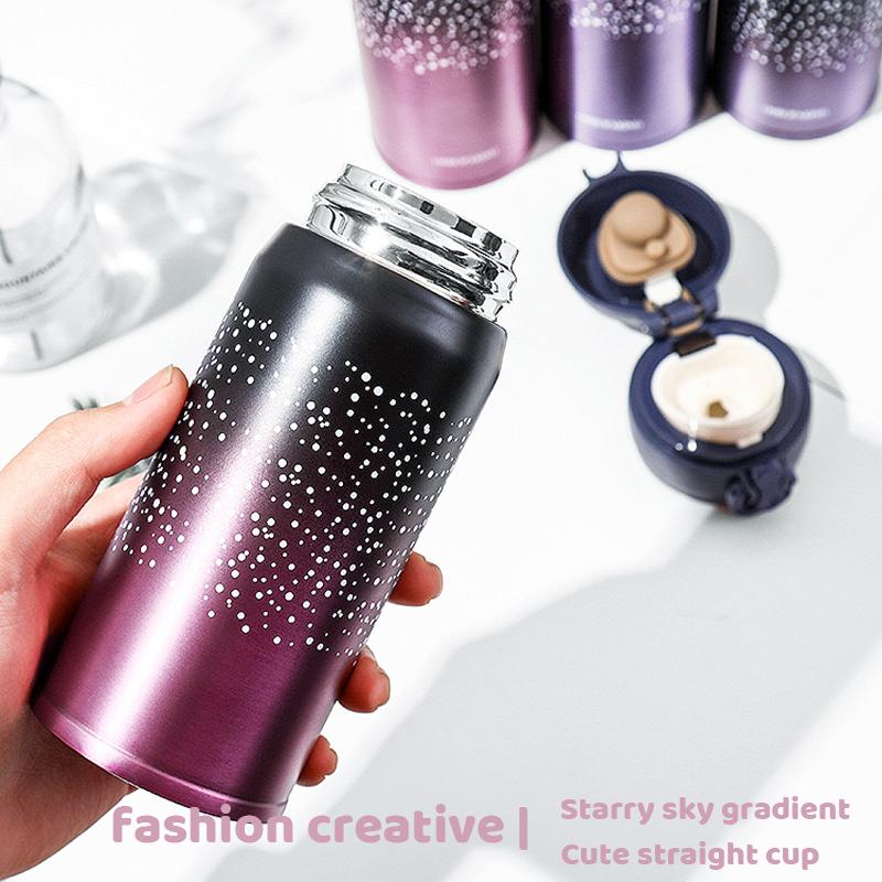 Vacuum Flask Thermos Mug Coffee For Tea Stainless Steel Cup Portable Stars Color Gradient Bottle Travel Thermal Mug 350ml/500ml