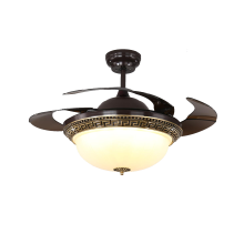 Brown Classic Retractable Fan Lamp with LED Light