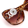 New Snap Jewelry Leopard Snap Button Sunglasses Retro Oval Glasses Eyewear Sunglasses Fit 18mm Snap Buttons for Women Accessory
