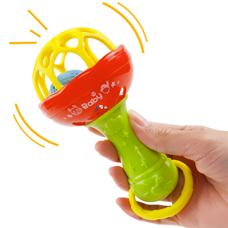 Baby Rattles Toys Intelligence Grasping Gums Plastic Hand Bell Rattle Funny Educational Mobiles Toys Baby Crib Toys 0-12 Months