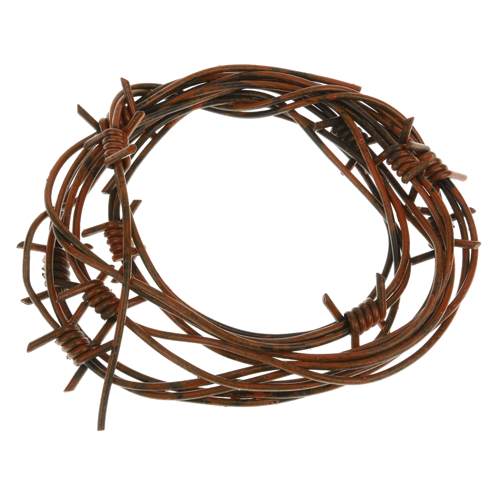 Plastic Fake Artificial Rusty Barbed Wire Garland Decorations Photo Props 8-Feet