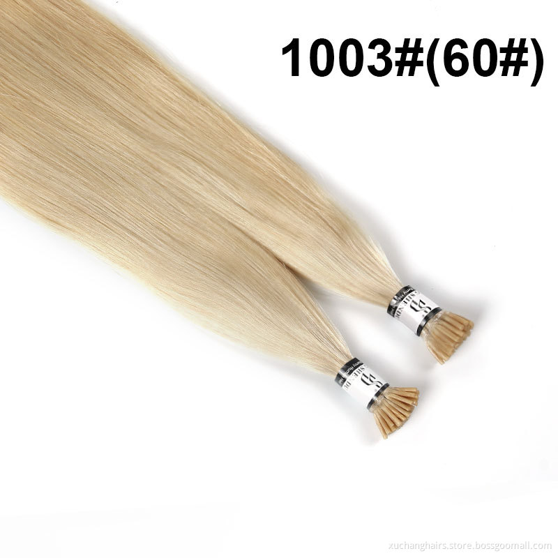 Wholesale i-tip hair extensions vendors double drawn i tip hair remy cuticle aligned virgin keratin itip human hair extensions