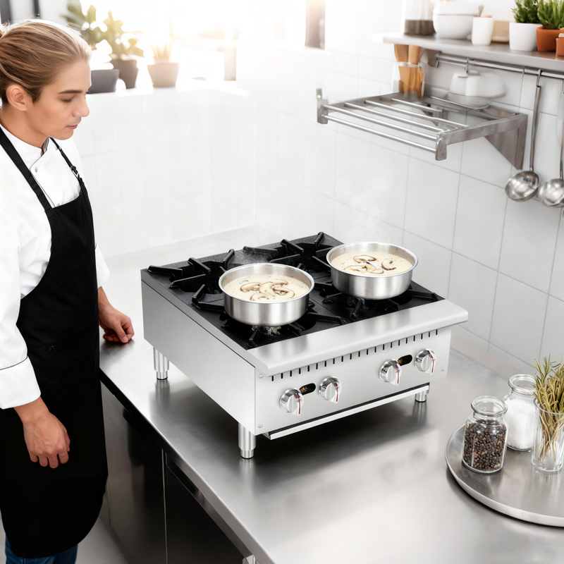restaurant gas range with cast iron grates