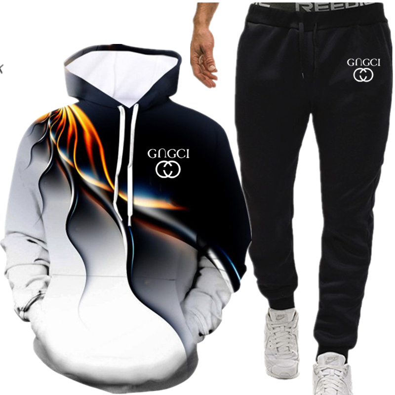 Autumn 2020 new men's suit sportswear 2-piece Hoodie + pants jogging fitness sportswear Pullover Sweatshirt set