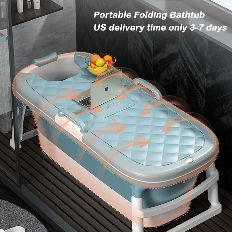 Portable Folding Bathtub Adult Children Swimming Pool 1.2/1.38m Folding Tub Massage Adult Bath Barrel Steaming Dual-use Baby Tub