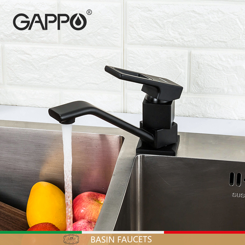 GAPPO Black Kitchen faucet Mixer Tap Cold and Hot Water Brass Single Handle 360 degree rotation Mixer Tap Torneira G4517-6