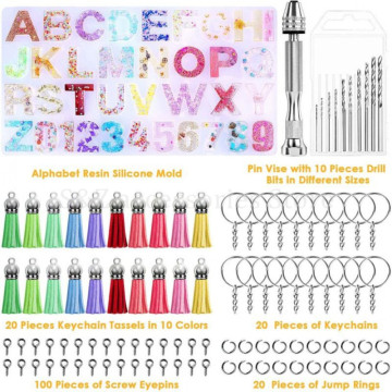 1 Set Crystal Epoxy Resin Mold Alphabet Letter Number Pendants Casting Silicone Mould DIY Crafts Keychain Making Tool