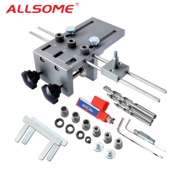 ALLSOME Woodworking Puncher Locator Wood Doweling Jig Adjustable Drilling Guide For DIY Furniture Connecting Position Hand Tools