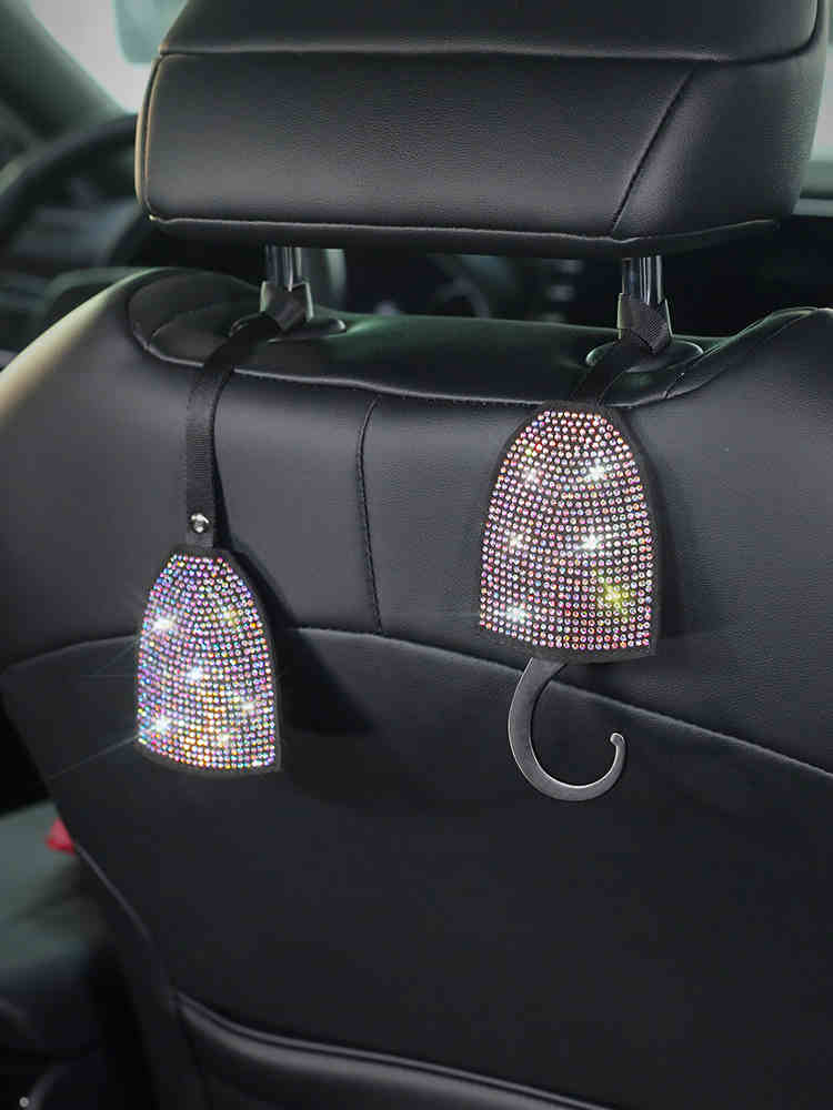 Rhinestones Car Seat Back Hanging Hook Universal Auto Headrest Hanger Storage Hooks Automobiles Accessories Handbag Clip Holder