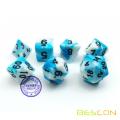 Bescon 6X7 42pcs Polyhedral Dice Set-6 Unique Two-Tone Gemini Polyhedral 7-Die Sets with Pouches for Dungeons and Dragons DND