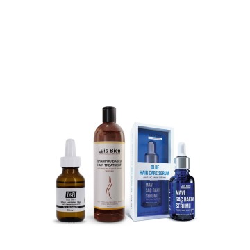 Luis Bien Hair Growth Care Set Anti Hair Loss Hair Regrowth Natural Herbal Treatment Shampoo + Black Garlic Oil + blue Hair Serum
