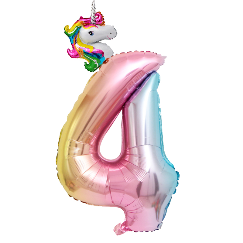 Unicorn Number Happy Birthday Party Decorations Kid Foil Balloons Air Helium Baloons Birthday Globos Balon
