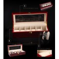 (Special Price) 6 Slots Wooden Watch Organizer Light Red MDF Wood Watch Boxes Case Jewelry Display Gift Case Holder