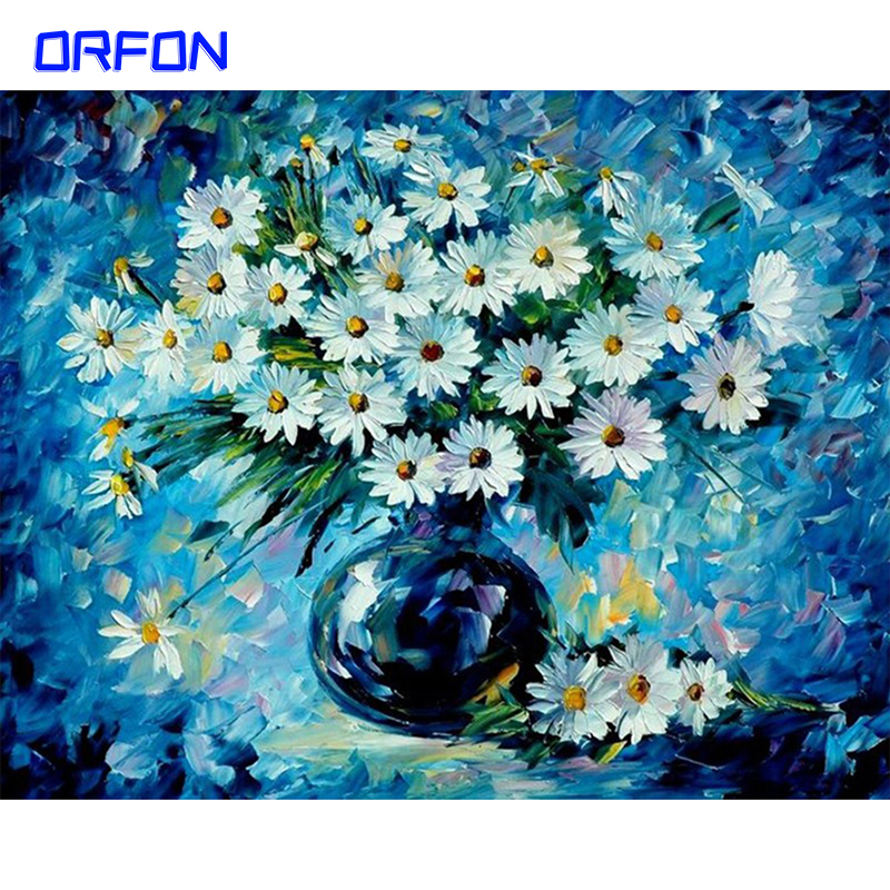 orfon Daisy DIY Painting By Numbers Kits Flower Acrylic Oil Painting On Canvas Unique Gift For Home Wall Art Picture