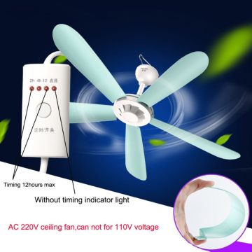 AC 220V Mini Household Dormitory Bed Hanging Fan Silent Timing Small Fan Energy Saving Cooling Portable Ceiling Fan