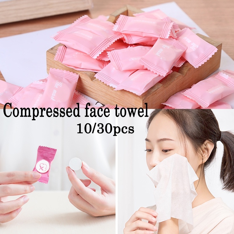 30pcs Compressed Travel Cotton Towel Magic Towel Portable Face Towel Soft Napkin Tissue Cleaning Wipes Outdoor Moistened Tissues