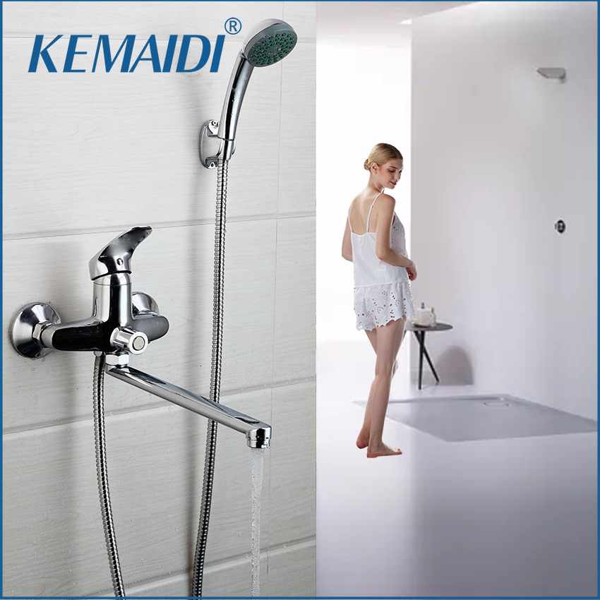 KEMAIDI 400MM Nozzle Bathroom Shower Faucet Bath Faucet Mixer Tap With Hand Shower Head Shower Faucet Set Wall Mounted