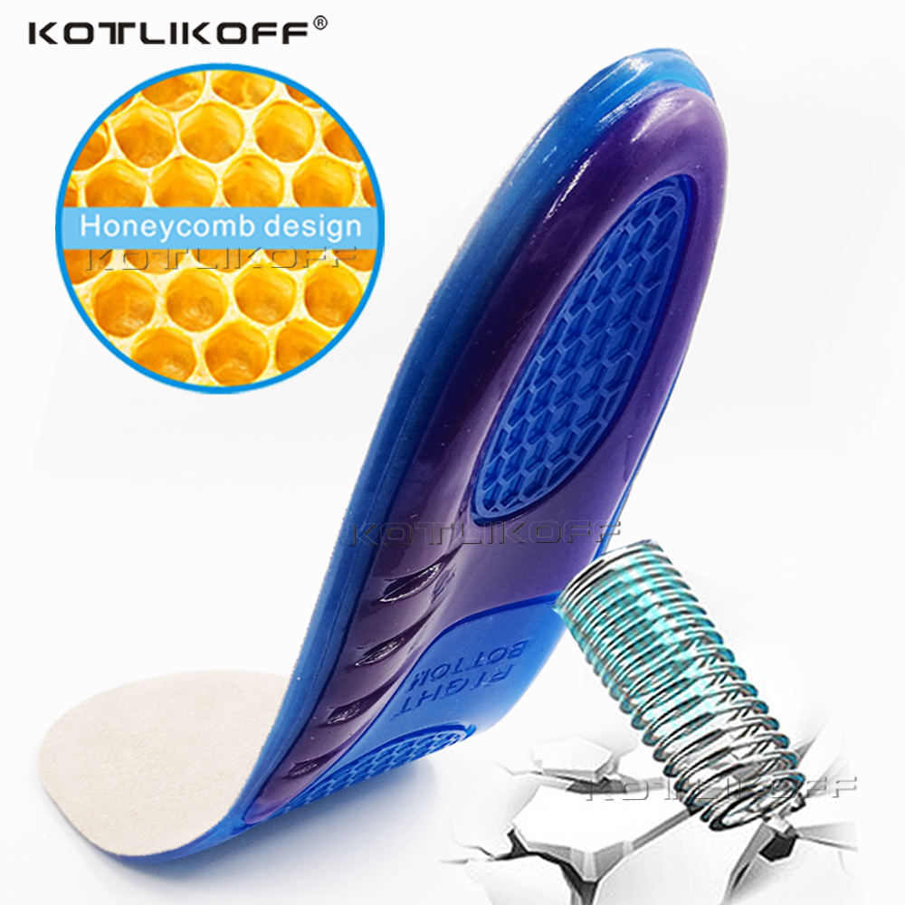 KOTLIKOFF Sport Running Gel Insole Silicone Insole For Feet Man Women For Shoes Sole Inserts Shock Absorption Shoe Pad Foot Care
