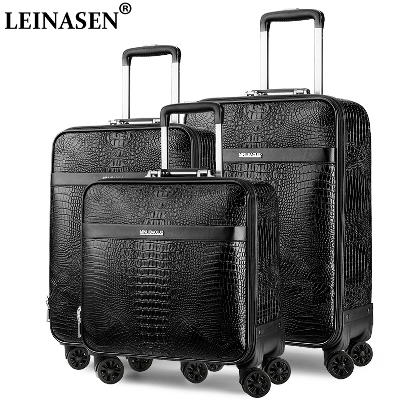 16" 20" inch travel crocodile luggage set suitcase on wheels Rolling trolley box travel suitcases with wheels free shipping